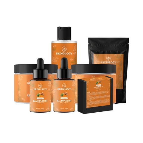 Ultimate Illuminance BundleThe Ultimate Illuminance Bundle include:
Illuminator Bar Soap
Illuminator Clay Mask
Illuminator toner
Illuminator Serum
Illuminator Elixir 
Illuminator Moisturizer 
Skinology Natural SkincareSkinology Natural Skincare